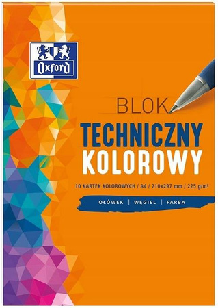 BLOK TECHNICZNY OXFORD A4 10K 225G KOLOR PASTEL