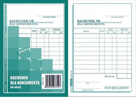 Druk Rachunek dla konsumenta Emeko 812 Offset A6
