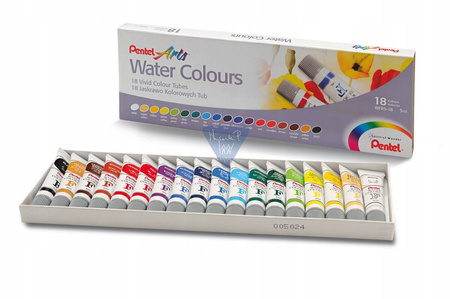 Farby akwarelowe w tubce 18 kolorów Pentel