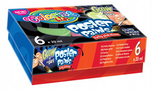 Farby plakatowe 6 kolorów 20 ml. Glow Colorino