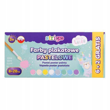 Strigo Farby plakatowe pastelowe Lenka 8 kolorów