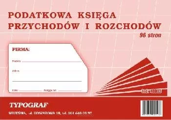 Podatkowa księga przychodów i rozchodów A4 96 kartek Typograf