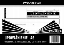 Upoważnienie Typograf 01052 A6 80 kartek