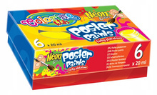 Farby plakatowe 6 kolorów 20 ml Neon Colorino