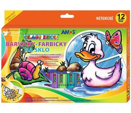 Farby witrażowe AMOS GD10P12R 10,5ml x 12 kolorów