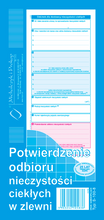 Potwierdzenie odbioru nieczystości ciekłych w zlewni