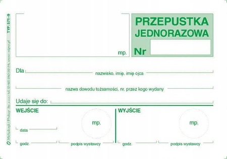 Przepustka jednorazowa Michalczyk i P 571-9 A7 80