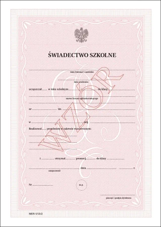 Świadectwa dla uczniów liceum ogólnokształcącego dla młodzieży
