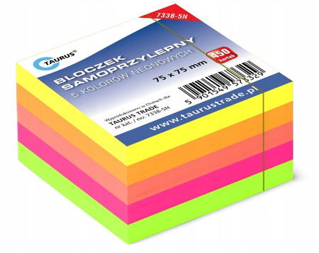 NOTES SAMOPRZYLEPNY 75X75 450 KARTEK NEON TAURUS