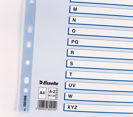 PRZEKŁADKA ESSELTE A4 MYLAR A-Z BIAŁA
