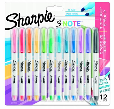 TEXTMARKER SHARPIE S-NOTE 12KOL. PASTEL