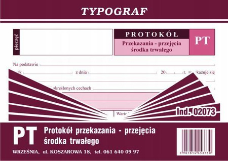 Protokół przekazania śr trwałego Typograf 02073 A6