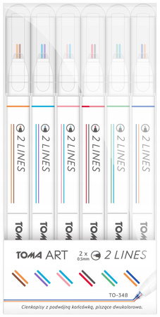 Cienkopisy 2 Lines Toma TO-348-6 Zestaw 6 sztuk
