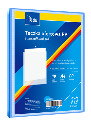 TECZKA OFERTOWA PP Z 10 KOSZULKAMI A4 NIEBIESKA BT630-N10