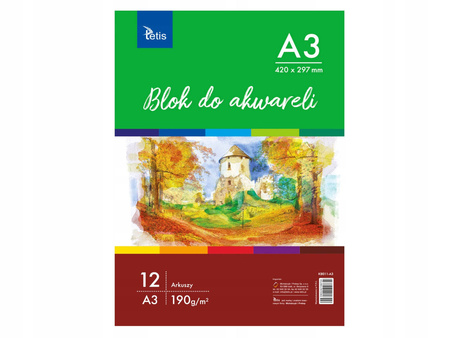 BLOK A3 AKWARELE 190G 12ARK. KB011-A3 TETIS