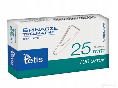 Spinacze biurowe Tetis GS180 trójkątne 25mm 100szt