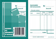 Druk Rachunek dla konsum. Emeko 820 Wielokopia A7