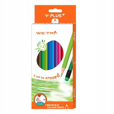 Kredki bezdrzewne Y-PLUS WE-TRI ścieralne z gumką