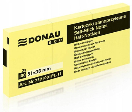 Bloczek samoprzylepny jasnożółty karteczki 3szt