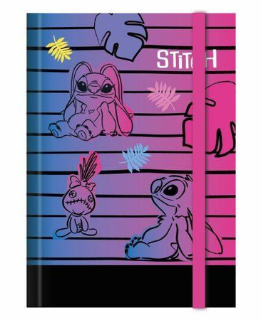 DISNEY BLACK TECZKA PRZESTRZ A5 Z GUMKĄ WZÓR 3 STITCH COOLPACK