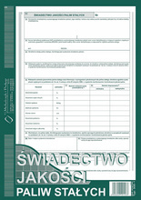 Świadectwo jakości paliw stałych M i P 300-1 A4 40