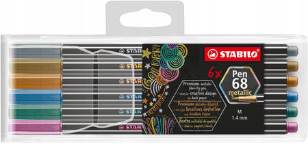 Flamastry STABILO Pen 68 METALIC Etui 6 kolorów