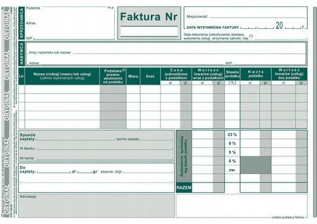 Faktura wzór pełny brutto M i P 143-3E A5 80