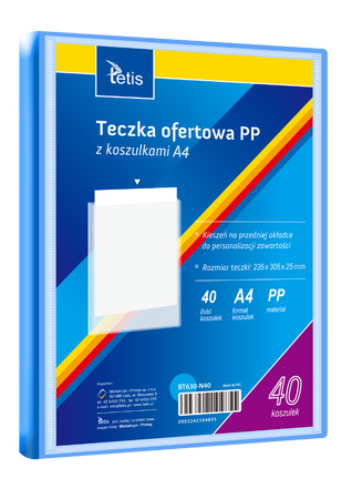 TECZKA OFERTOWA PP Z 40 KOSZULKAMI A4 NIEBIESKA BT630-N40