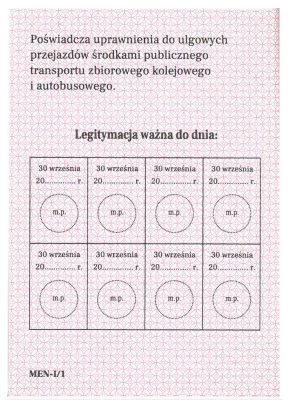 Legitymacja MENiS I/1 dla szkół podstawowych i ponadpodstawowych 10szt