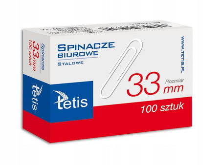 Spinacze biurowe Tetis GS140 okrągłe 33 mm 100 szt
