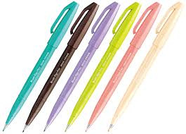 Pisak Pentel brush Signt Pen 6 sztuk Kolorowa Rafa