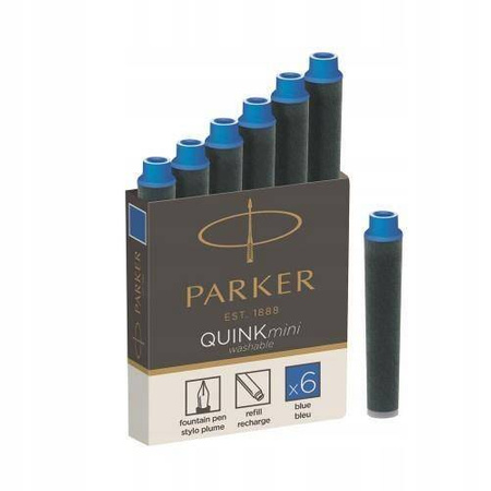 PARKER QUINK niebieskie mini naboje do pióra 5 szt