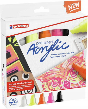Markery Edding 5000 Neon zestaw 5 sztuk