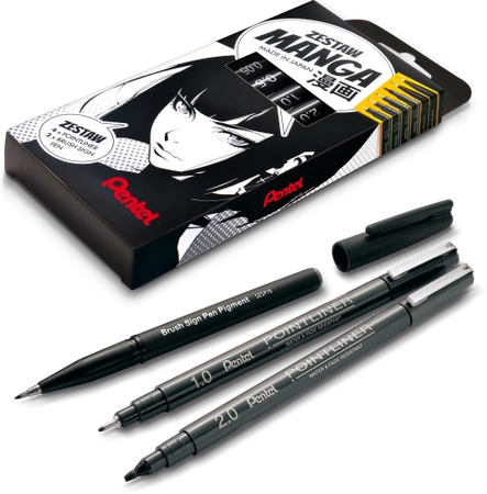 Zestaw pisaków do Mangi Pentel 6 sztuk